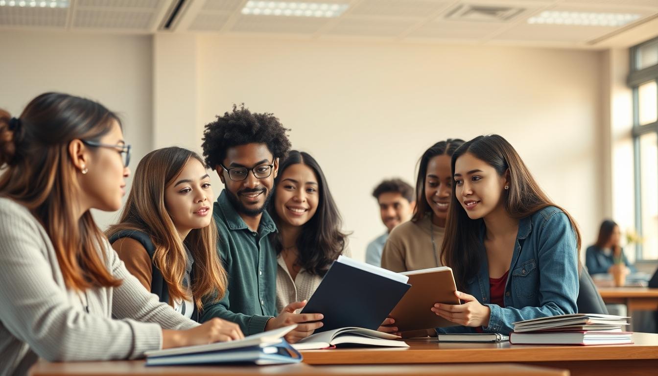Student using a study guide to organize academic notes